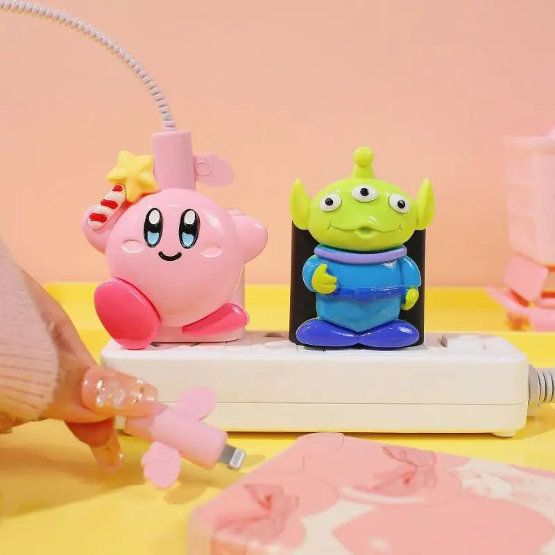 

Kawaii Kirby Alien Charger Protective Case Anime Cartoon 18/20W Iphone13 14 Plus Cute Usb Data Cable Line Quick Charging Set Toy
