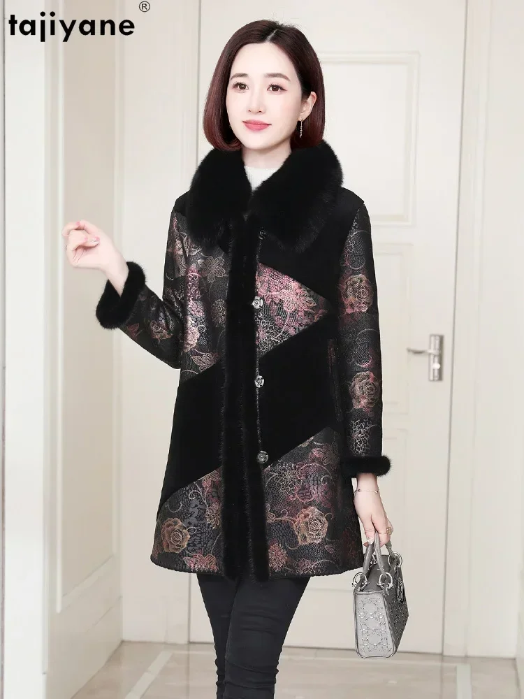Женская куртка средней длины Tajiyane зимнее шерстяное пальто с воротником из