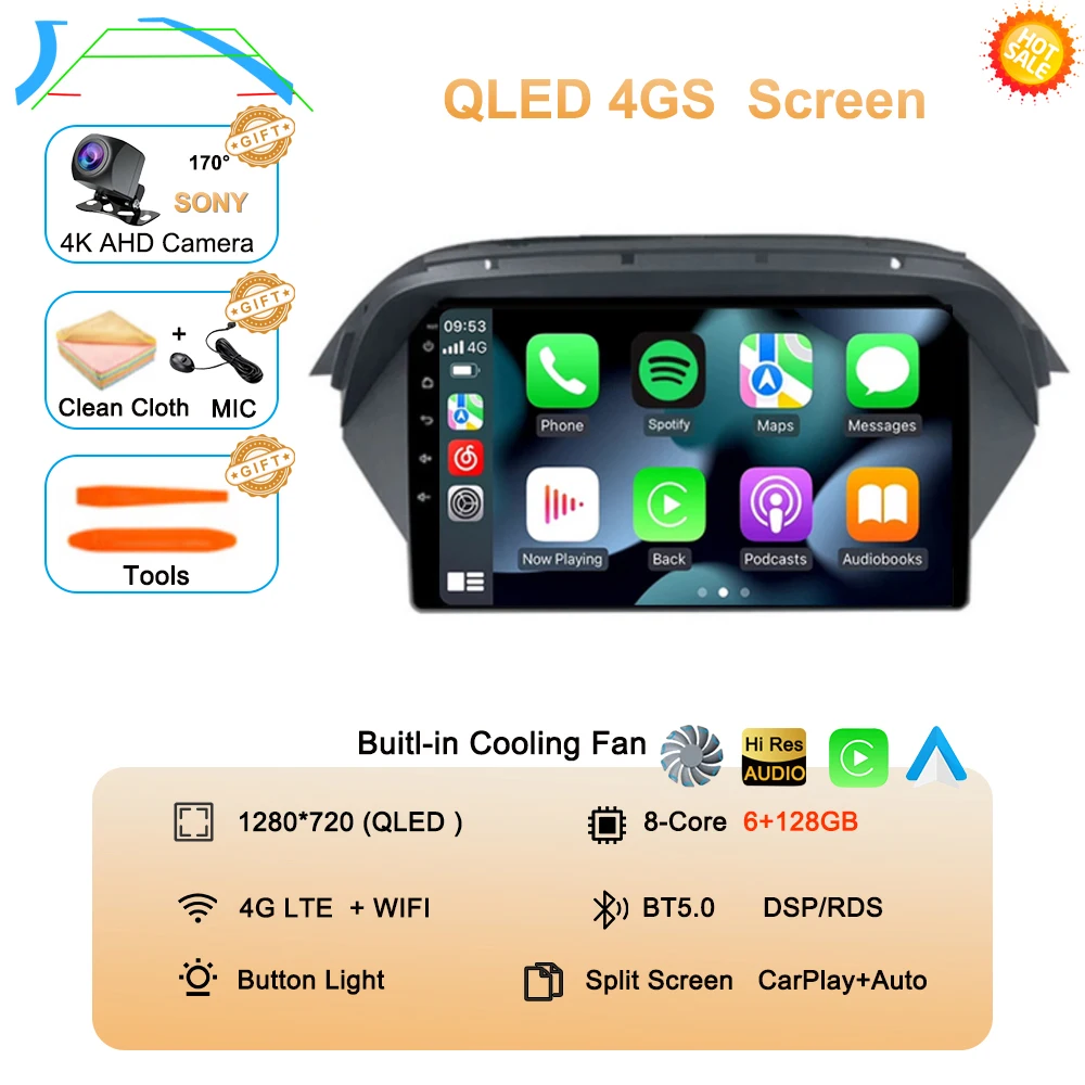 Android 15 для Honda Acura MDX 2007-2013, автомобильный мультимедийный стерео видеоплеер, GPS-навигация, радио, беспроводной Carplay Auto QLED 4G