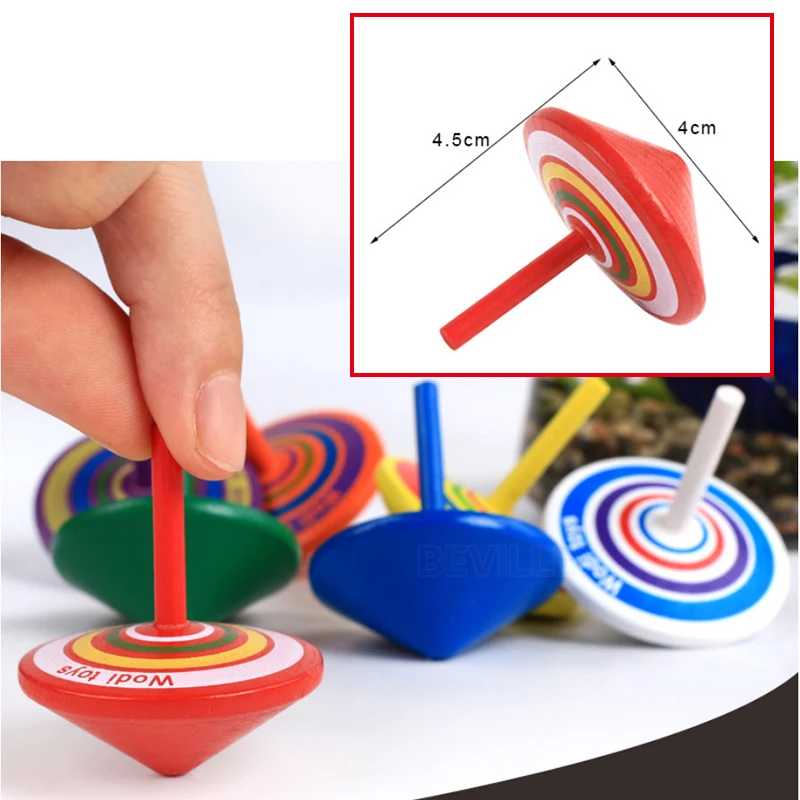 8pcs/lot Multicolor Wooden Spinning Top Adult Relief Stress Desktop Decompression Toys Baby Birthday Christmas Gift Random Color - купить по