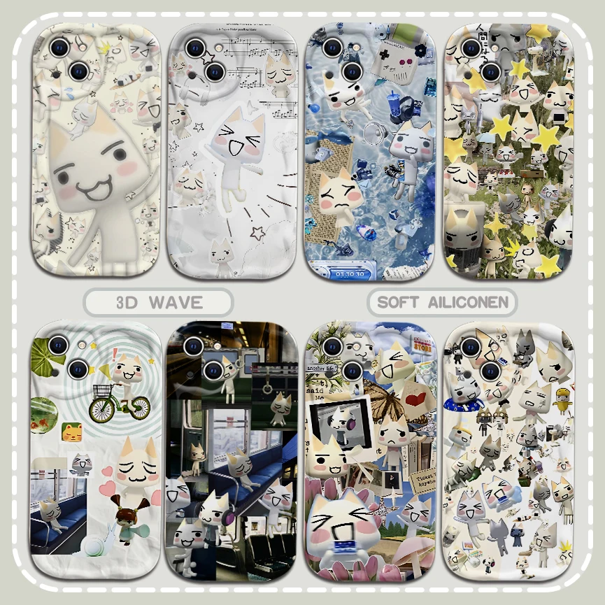 Милый чехол INS в виде Торо и инородного кота с объемными волнами для Xiaomi Redmi 13C 12 12C