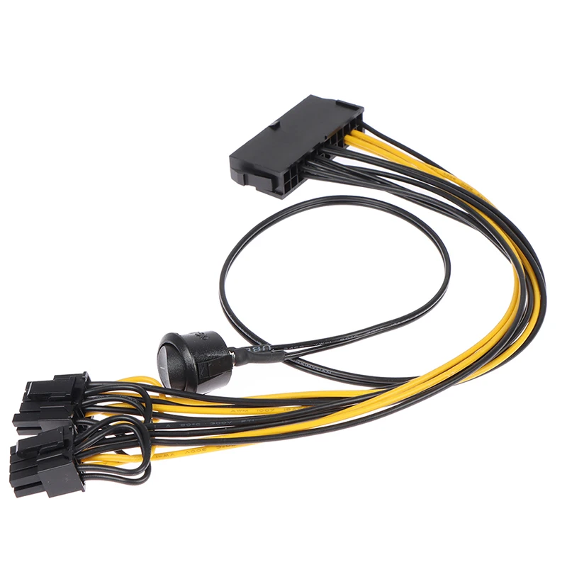 

1 шт. ATX Power 24Pin к двойному 6 + 2 Pin 8 Pin с кабелем ВКЛ./ВЫКЛ. 6Pin 8Pin штекер к 24 Pin разъем кабель питания