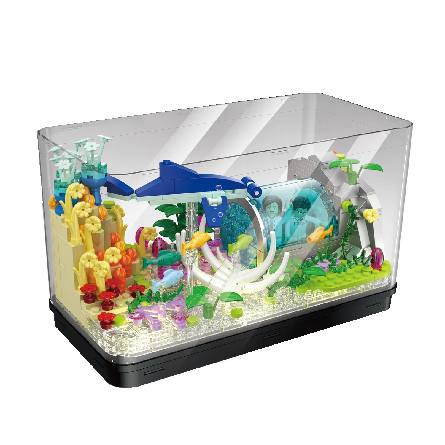 

MINI Particle With Light Building Block Fish Tropical Animals Tank MOC DIY Mininatures Model Creative Gift Bricks Kid Toys