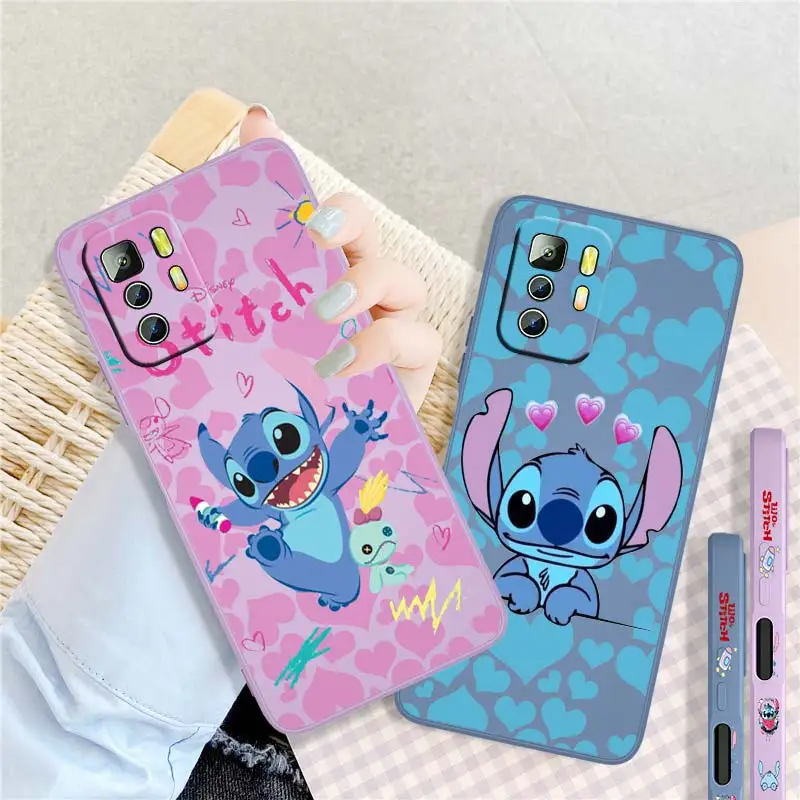 

Lilo & Stitch Disney Liquid Left Rope Soft For Xiaomi Redmi Note 11 10S 10 9S 9T 9 8T 8 Pro Plus 7 6 5 4G 5G Phone Case