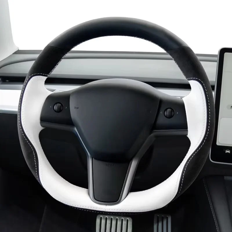 

Чехол на руль автомобиля для Tesla Model 3 2017-2022, индивидуальные аксессуары для салона автомобиля, белая оплетка на руль «сделай сам»