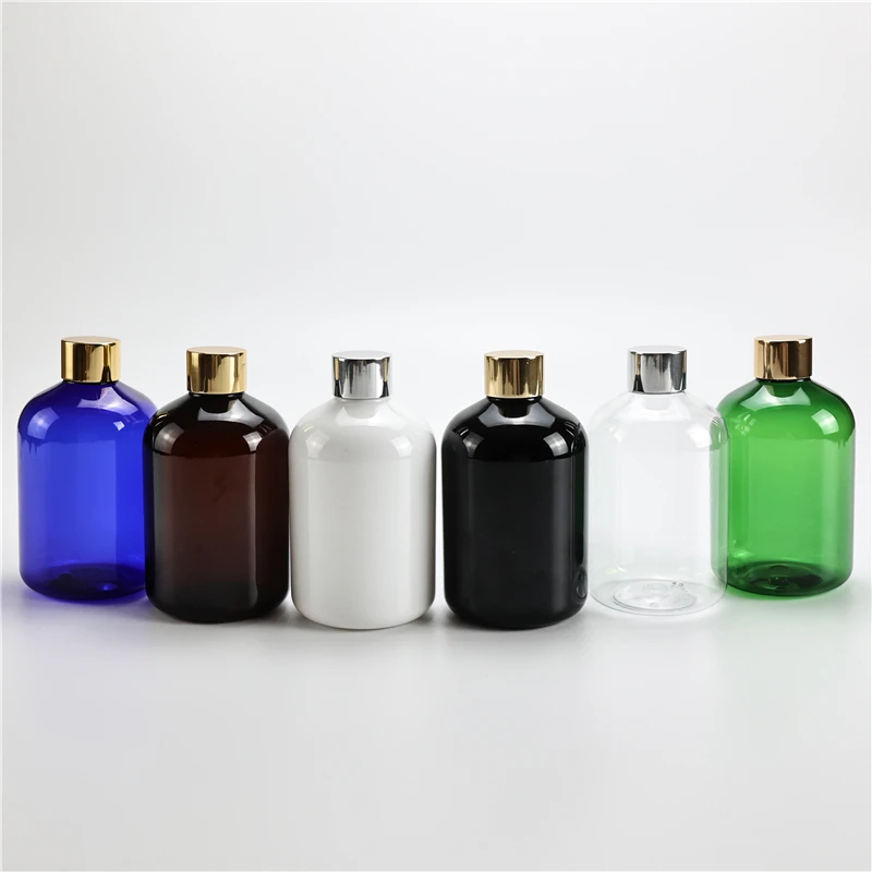 

Multicolor 300ML X 20 Personal Care Essential Oil Chunky Plastic Bottle With Gold Silver Screw Cap Empty Toner Packaging Bottles
