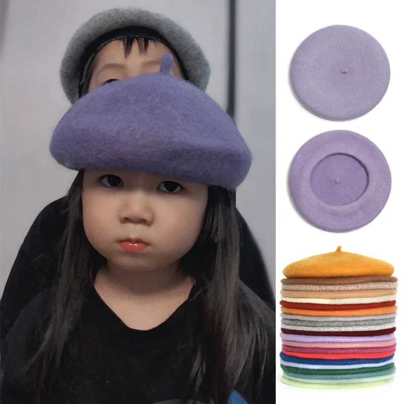 

2023 95% Wool French Beret Hat Boina Kids Berets Enfant Hats Baby Cap Girl Boina Casquette Boy Gorro Gorros De Lana Caps Boinas