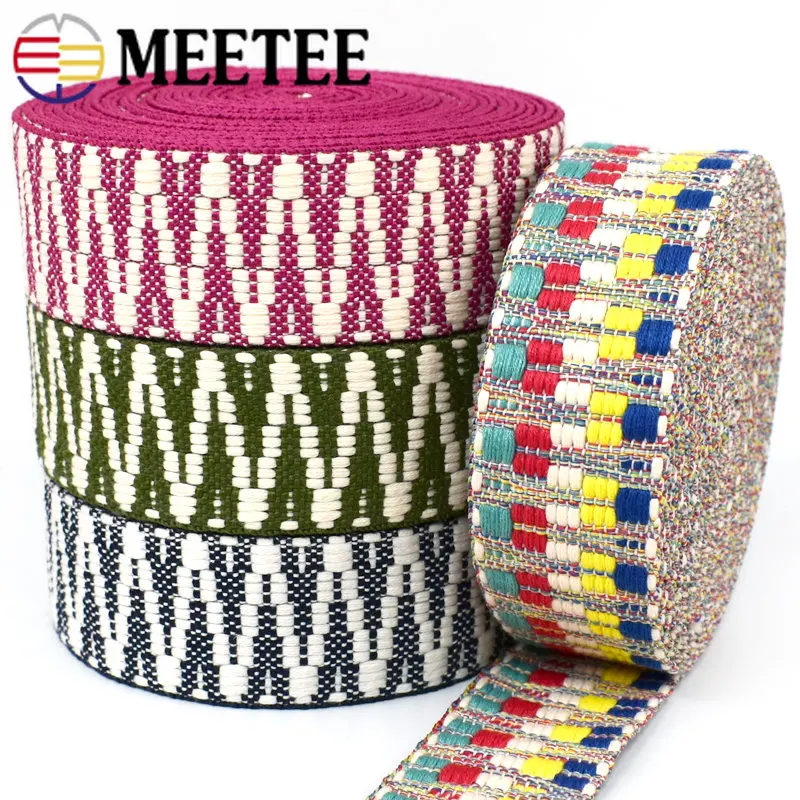

5/10Yards 38mm Jacquard Webbing Ethnic Polyester Canvas Belt Bag Strap Clothes Backpack Decorative Ribbon DIY Sewing Accessories