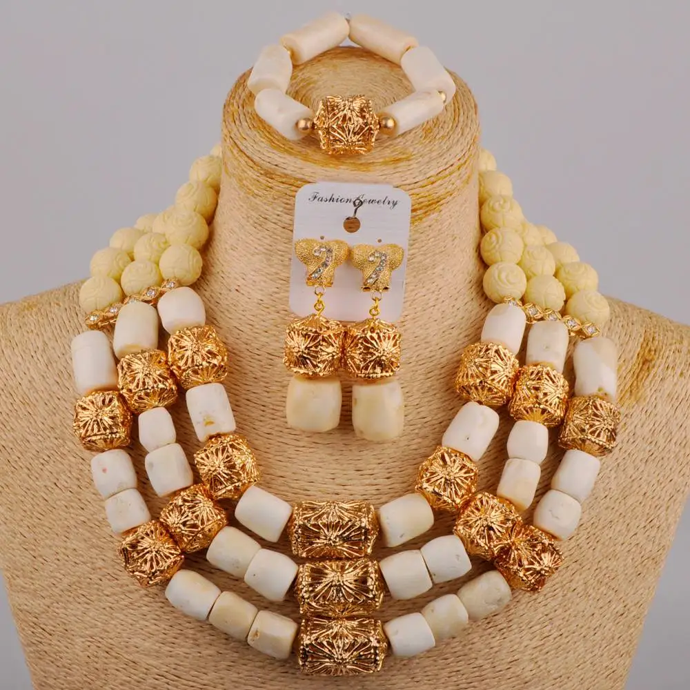 

Splendid White Coral Beads African jewelry set Nigerian Wedding Necklace Bridal Wedding Jewelry Sets