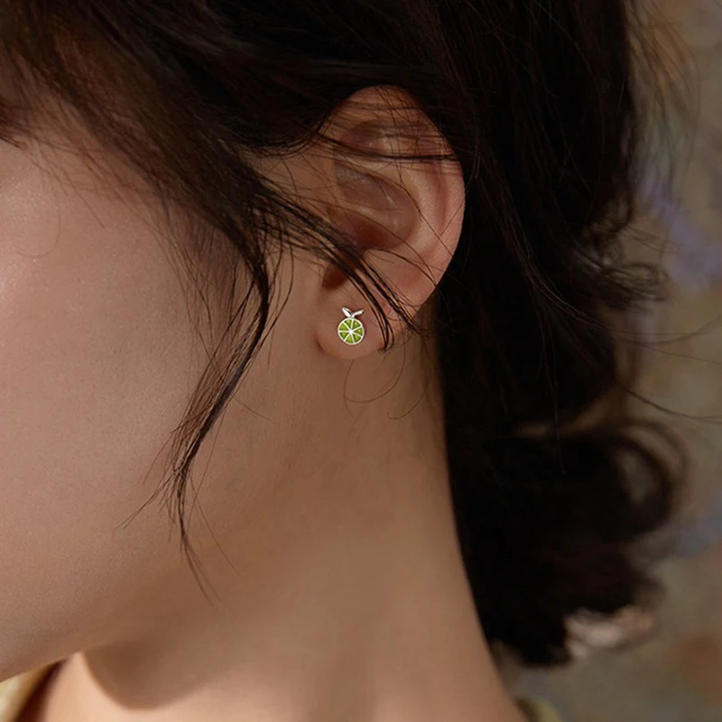 

Silver Color Lemon Small Cute Fruit Simple Fashion Stud Earrings For Women Trendy Designer Jewelry Gifts
