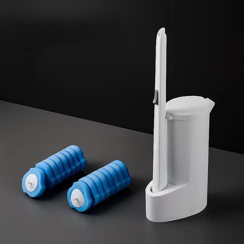 

Disposable Toilet Brush With Cleaning Sponge Wall-Mounted Cleaning Tool For Bathroom Replacement Brush Head Wc Accessories Set