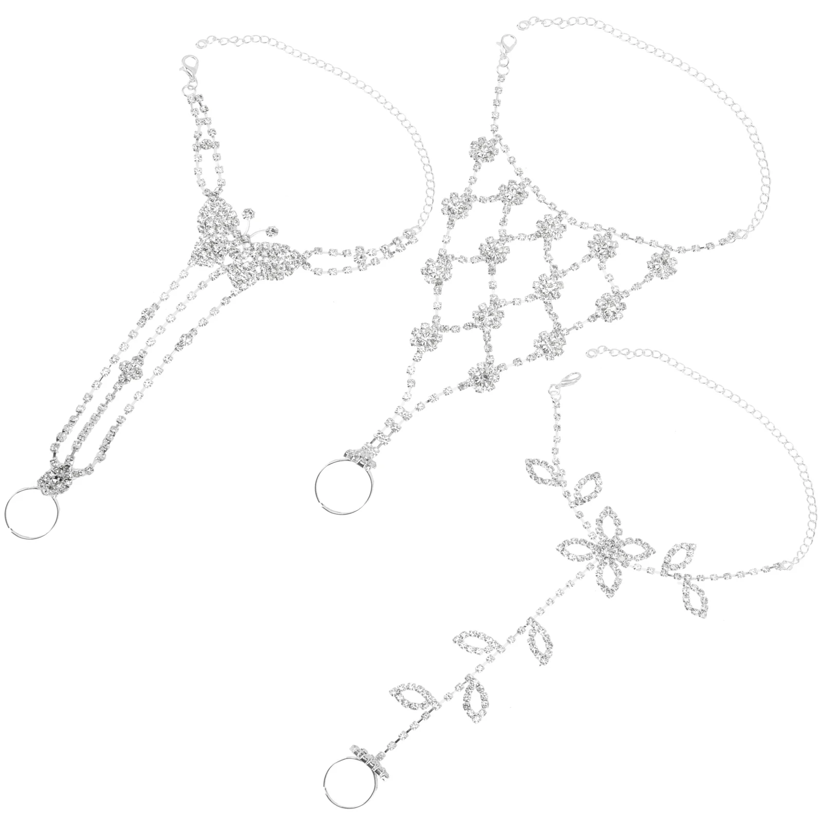 

6 Pcs Adjustable Bracelet Rhinestone Foot Jewelry Barefoot Sandals Diamond Anklet
