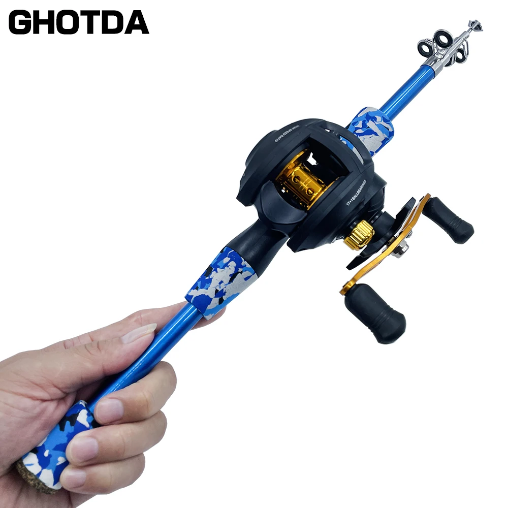 

Fishing Set Telescopic Fishing Rod with 17+1BB Baitcasting Fishing Reel for Bass Fishing Tackle Freshwater or Saltwater Fishing