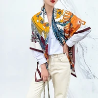 new european and american fashion flower phoenix printing 100 silk shawl lady twill big square scarf family party mom gift