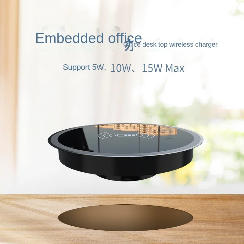 

Встроенное настольное Беспроводное зарядное устройство для телефона 15 Вт Быстрая зарядка отверстие для раковины стандартная QI мебель для ...