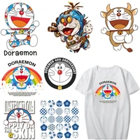 japan anime doraemon patch iron on transfers for clothing diy applique heat transfer letter rainbow patch stickers on clothes