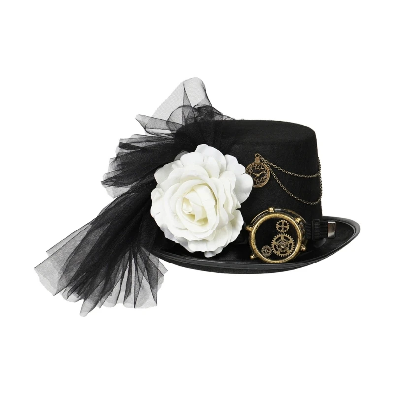 

Черная Экипировка верхняя шляпа стильный головной убор для мужчин и женщин в стиле стимпанк и модные украшения декоративные принадлежности