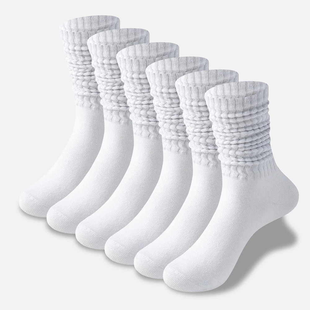 6 пар белых чулок средней длины женские Пузырьковые носки удобные универсальные