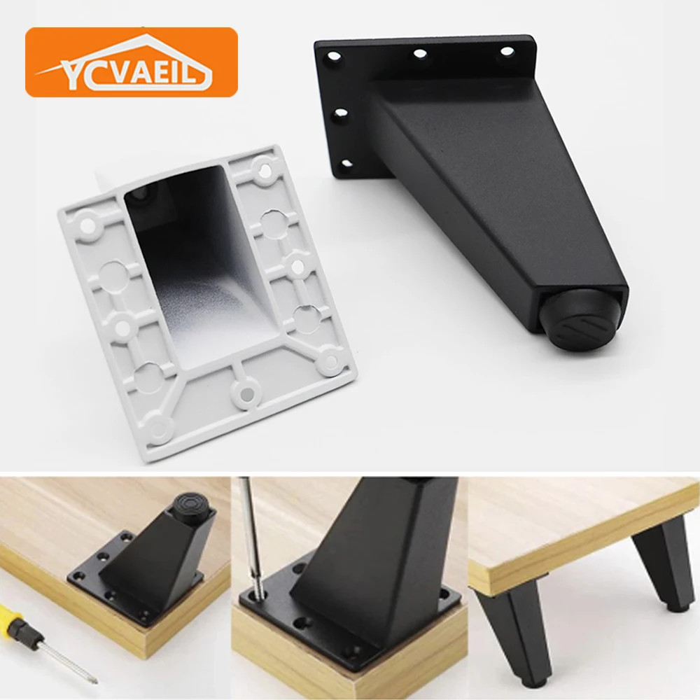 4pcs Adjustable Legs for Furniture Metal Black Aluminum Alloy Sofa Bed TV Cabinets Feet Height 8/9/10cm Sloping Table |
