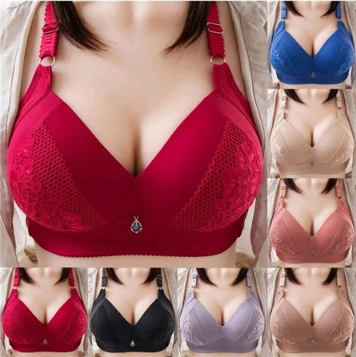 Женский бюстгальтер без косточек кружевной регулируемый пуш-ап женское