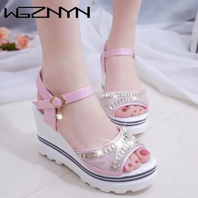 

Босоножки женские на платформе и высоком каблуке, дизайнерские сандалии с открытым носком, Повседневные тапочки с кристаллами, лето 2022