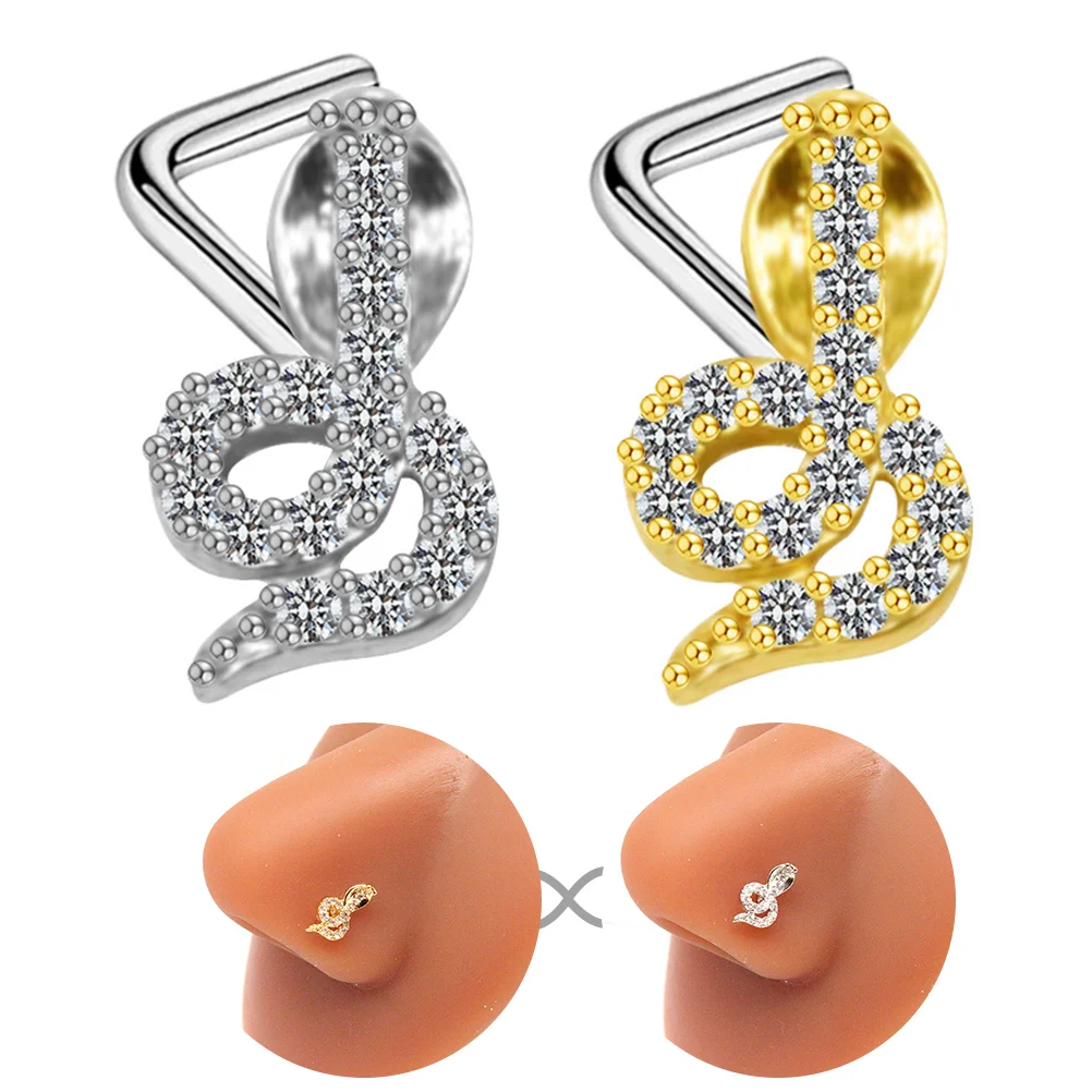 

2pcs Nose Rings Stainless Steel Fashion Snake Nose Clips Nose Jewelry Nose Accessories Nose Cuffs Nose Stud