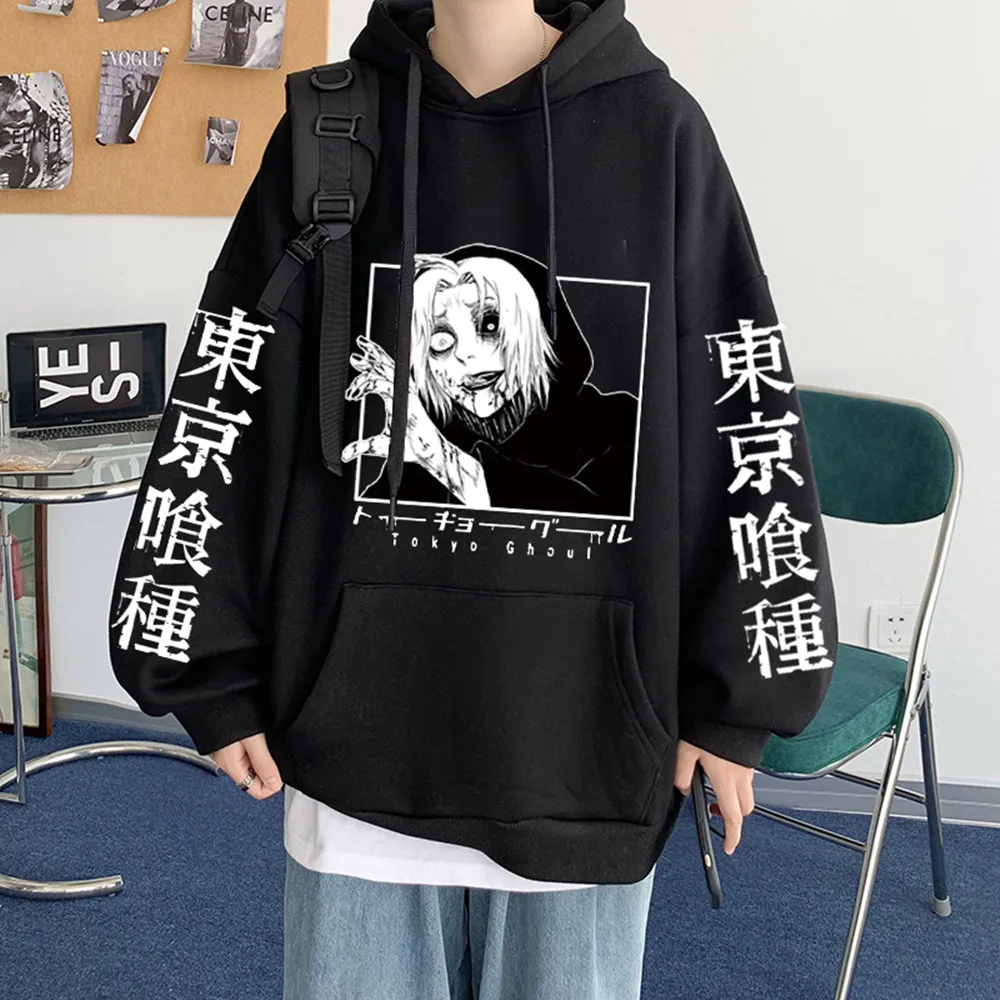 

Japanese Anime Tokyo Ghoul Printed Men's Hoodie Hooded Hip Hop Punk Streetwear Unisex Cartoon Harajuku Sweatshirt токийский гуль