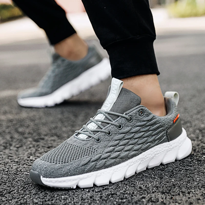 JIEMIAO New Fish Scale Upper Men Sneakers Comfortable Breathable Sports Running Shoes Outdoor Gym Training Zapatillas Hombre