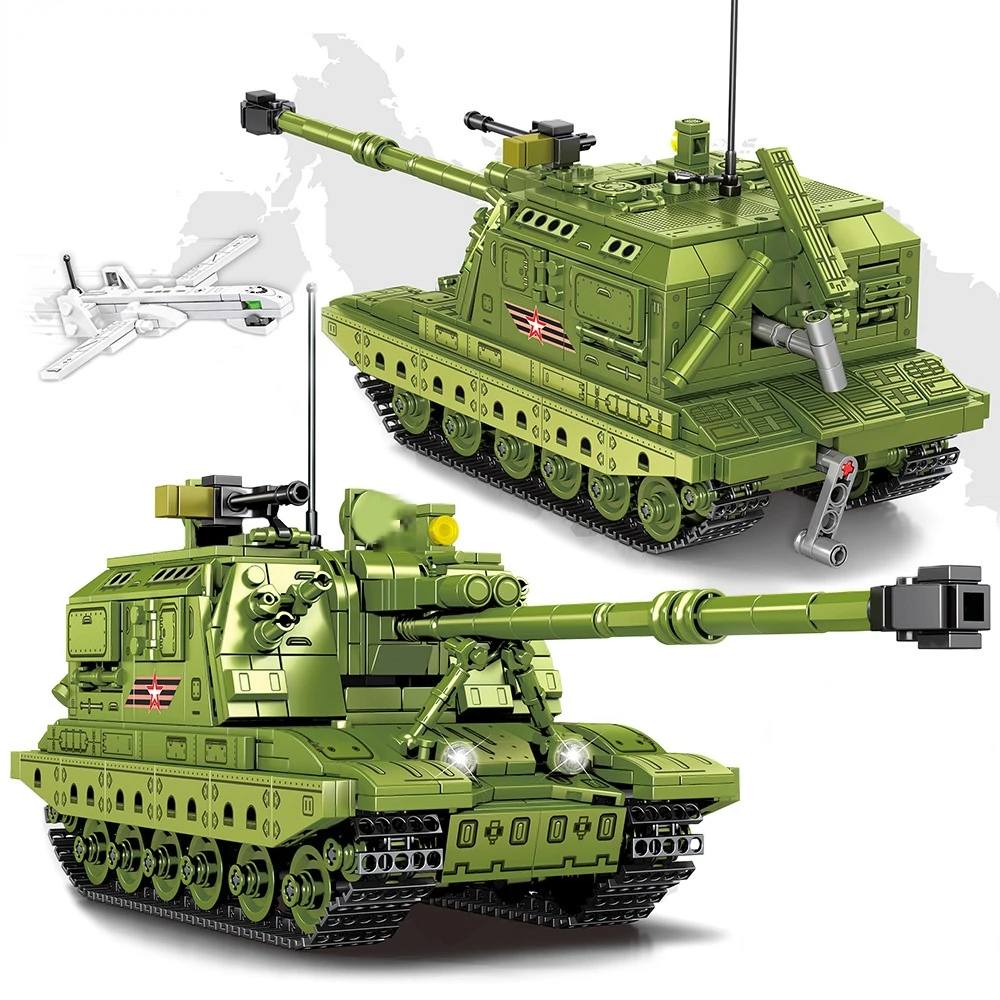 

Military 2S19 Self-Propelled Howitzer Soviet Tank Building Blocks Weapon Army Soliders Bricks Toys Gifts for Children Boy Friend