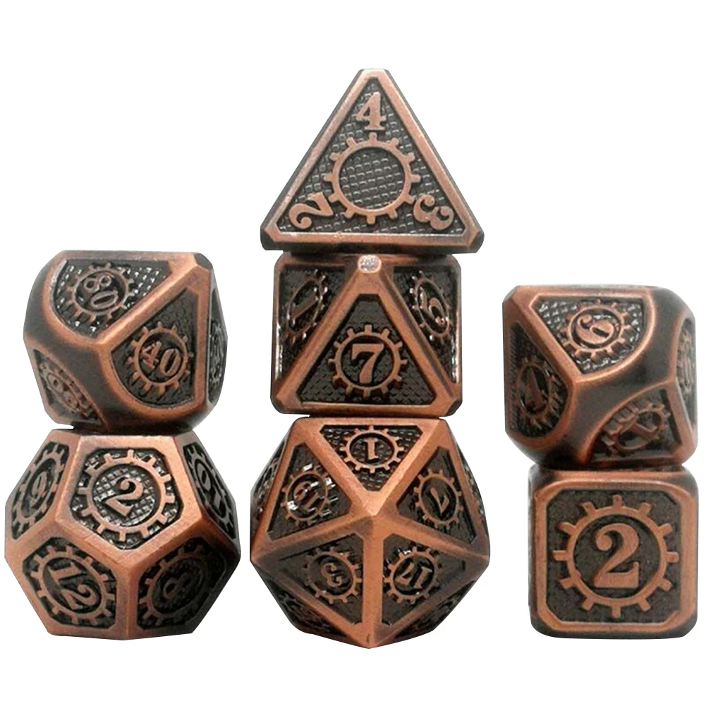 

7pcs Props Bar Gift For DnD Entertainment Easy Read Party Board Game Polyhedral Dice Set Home Zinc Alloy Digital Number Tabletop