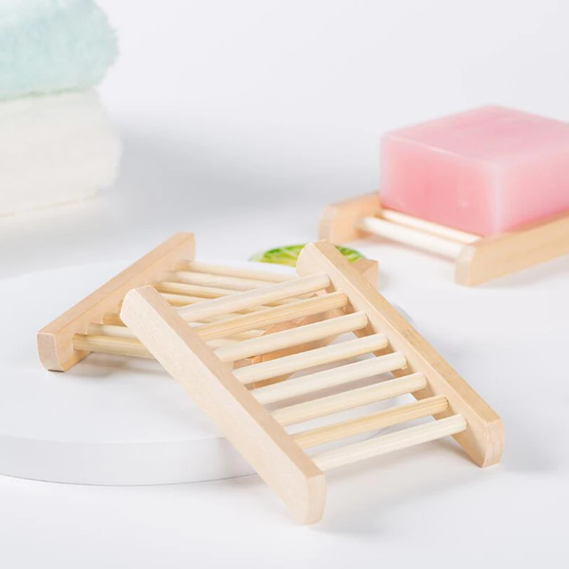 

Natural Wood Bamboo Soap Drainer Dishes Tray Soap Dry Holder Storage Rack Plate Soap Rack Logo Carved Soap Rack