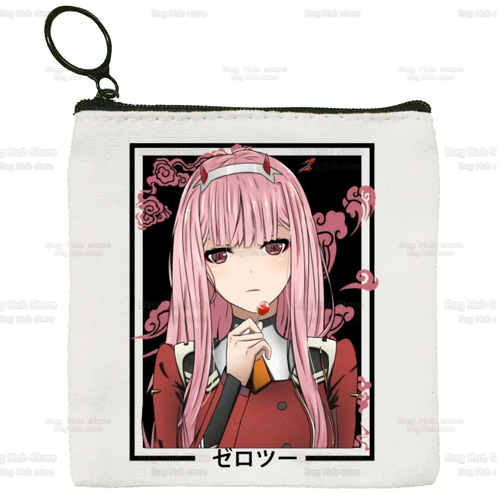 Darling In The Franxx Anime Canvas Coin Purse Custom Coin Purse Illustration ZERO TWO Key Case Simple Small Cloth Bag Creative