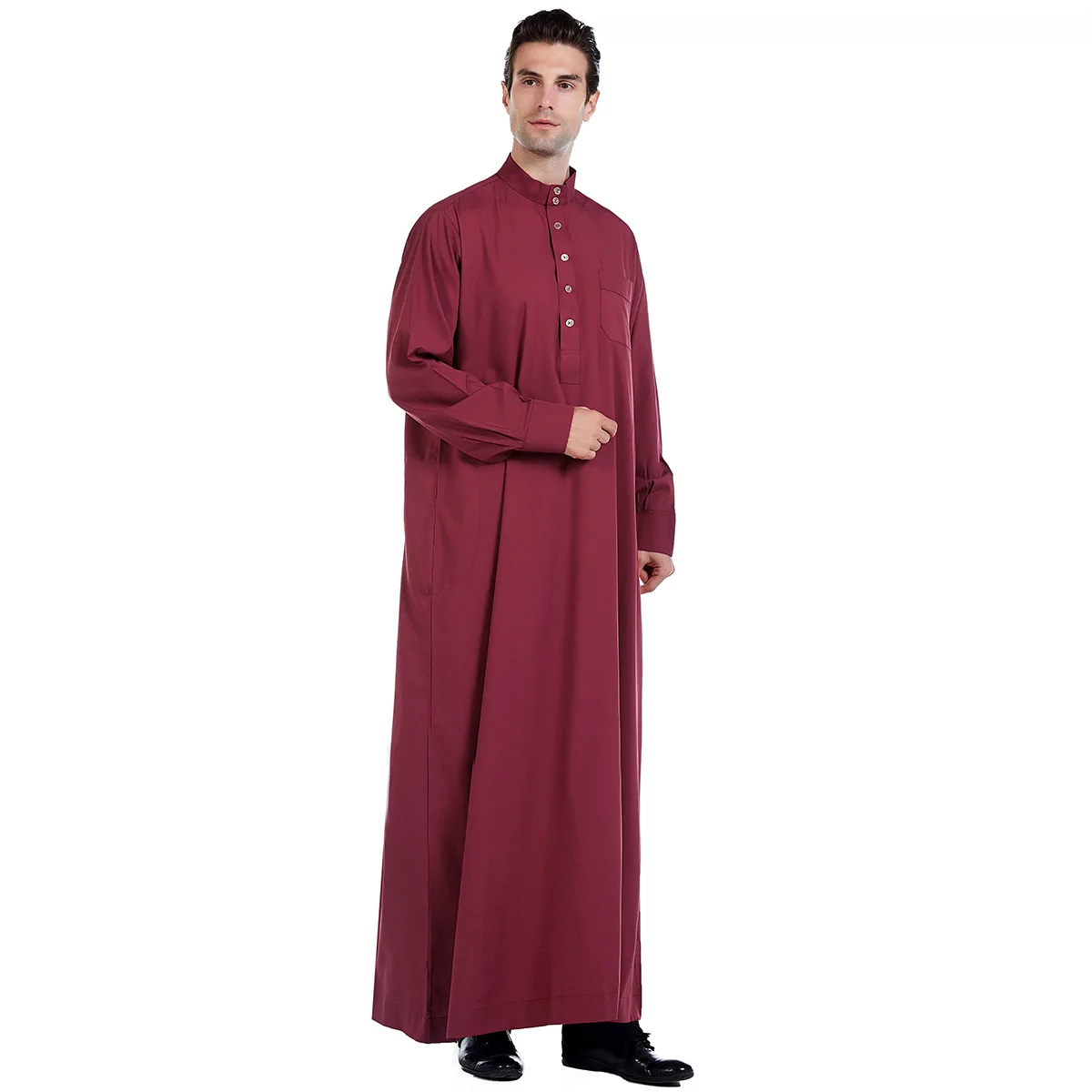 Abaya Muslim Dress Pakistan Islamic Clothing Mens Arab Robe Saudi Arabia Jubba Thobe Kleding Mannen Kaftan Oman Qamis Homme