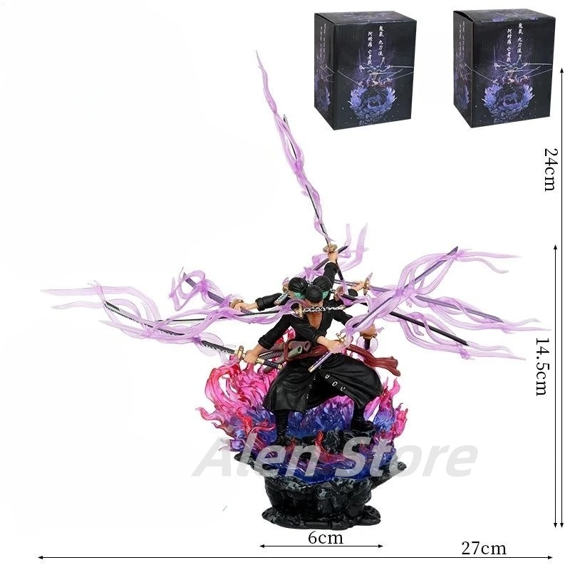 

24CM Anime Roronoa Zoro Ashura Three Heads And Six Arms Nine Sabres Flow Action Figure Toys Dolls Ornament Decor Gift