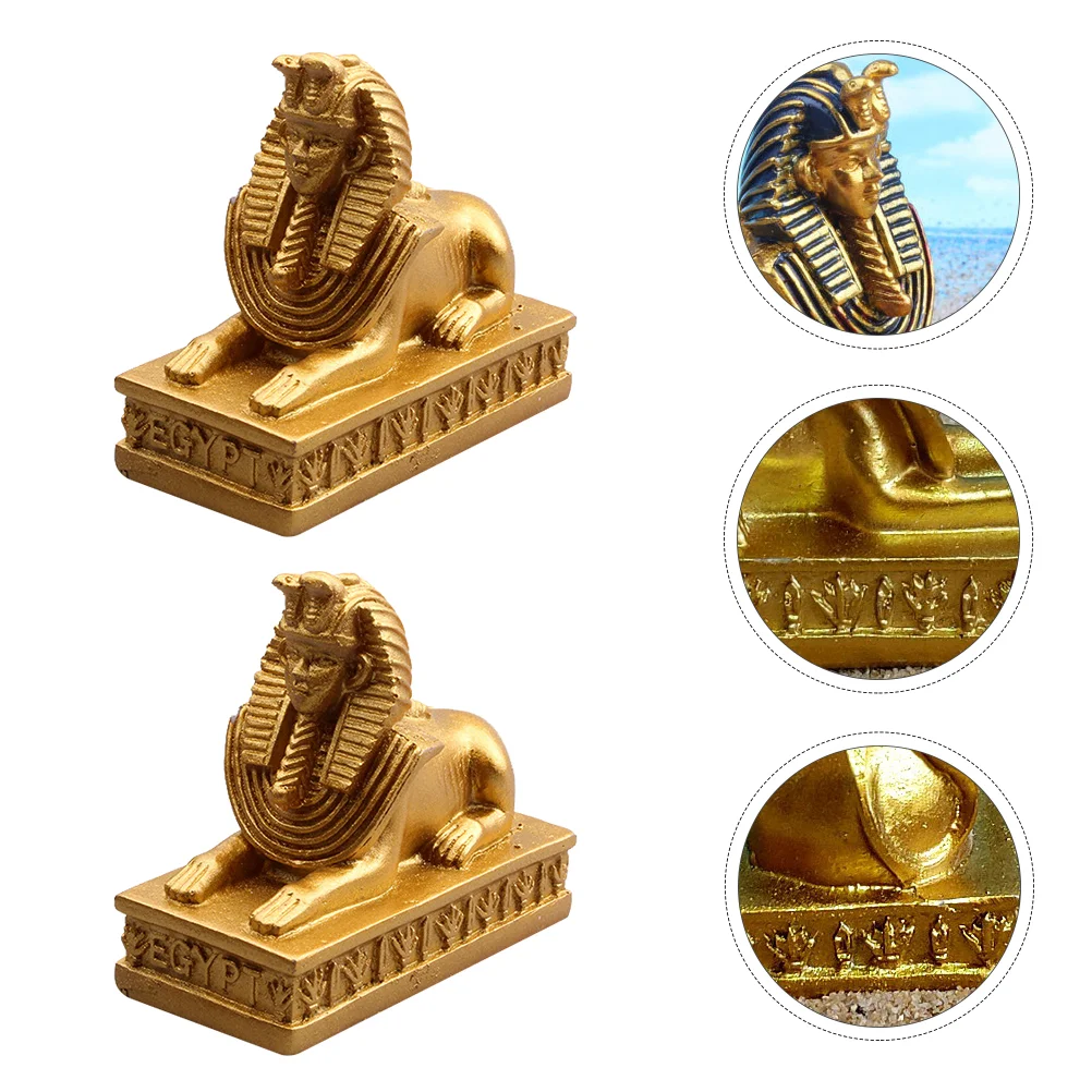 

2pcs Exquisite Egyptian Pharaoh Decor Resin Figurine Statue Home Decor (Golden)