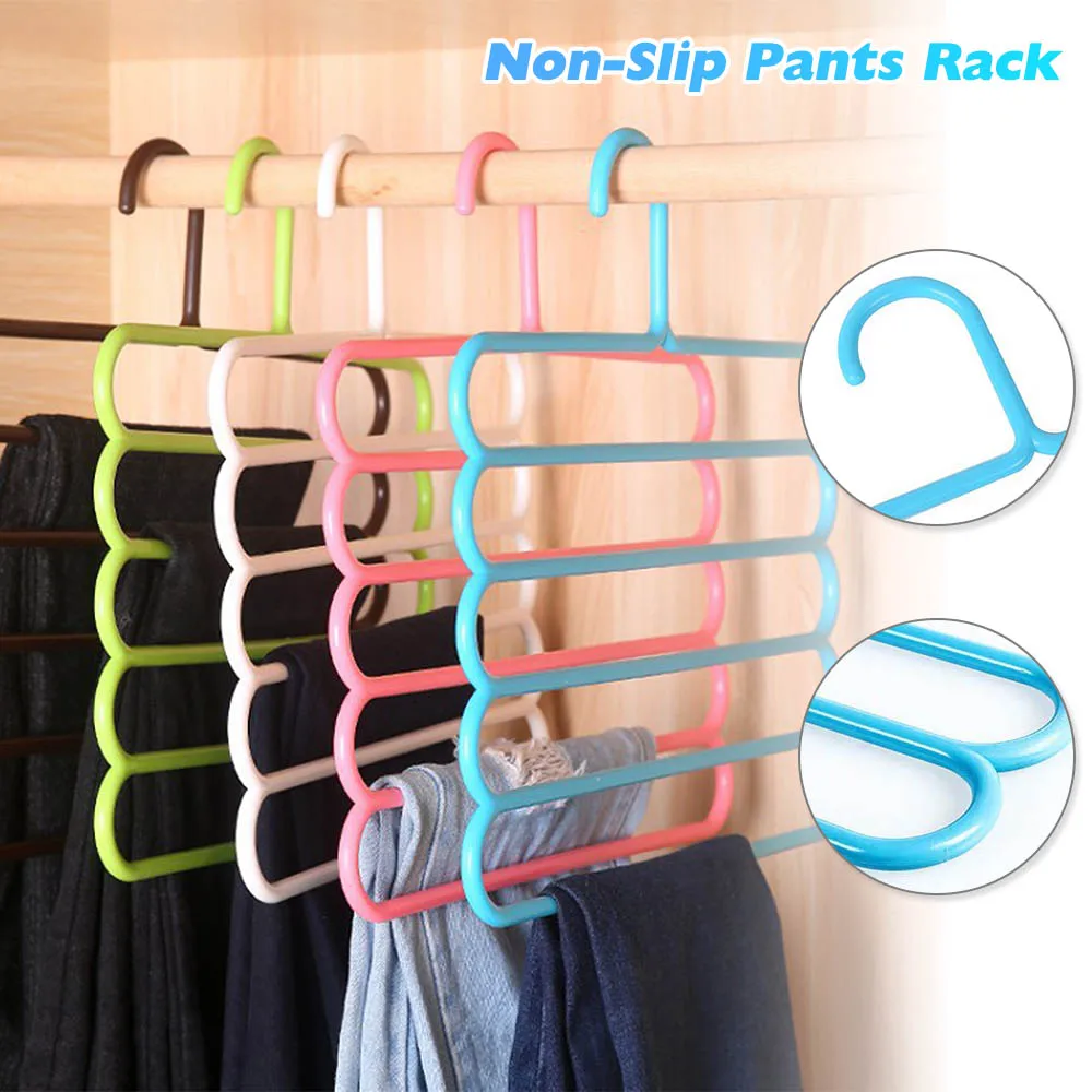 

Pants Hangers Holders Multifunction Trousers Hanger Storage Rack clothes hanger Tie Scarfs Belt Towel Non-slip Magic Hanger 1PC
