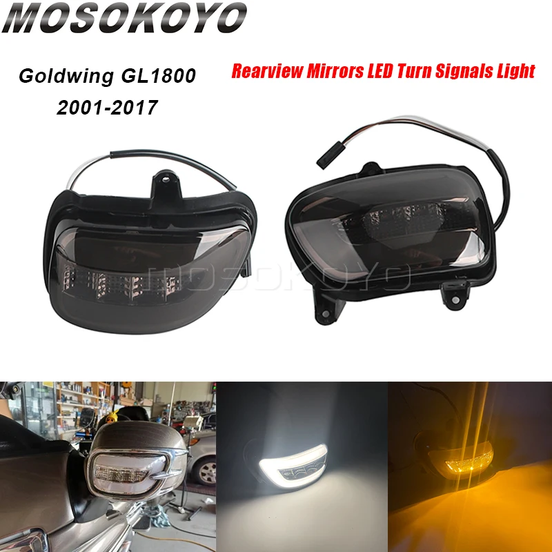 

Мотоциклетные дымовые передние светодиодные указатели поворота DRL, сигнальная лампа зеркала заднего вида для Honda Goldwing Gold Wing GL1800 GL 1800 01-17