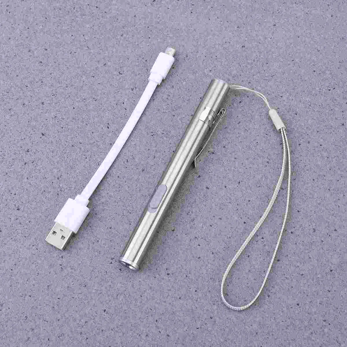 

USB Rechargeable Pen Lights: Stainless Steel Flashlight Pocket Small LED for Nurse Students Doctors Travel