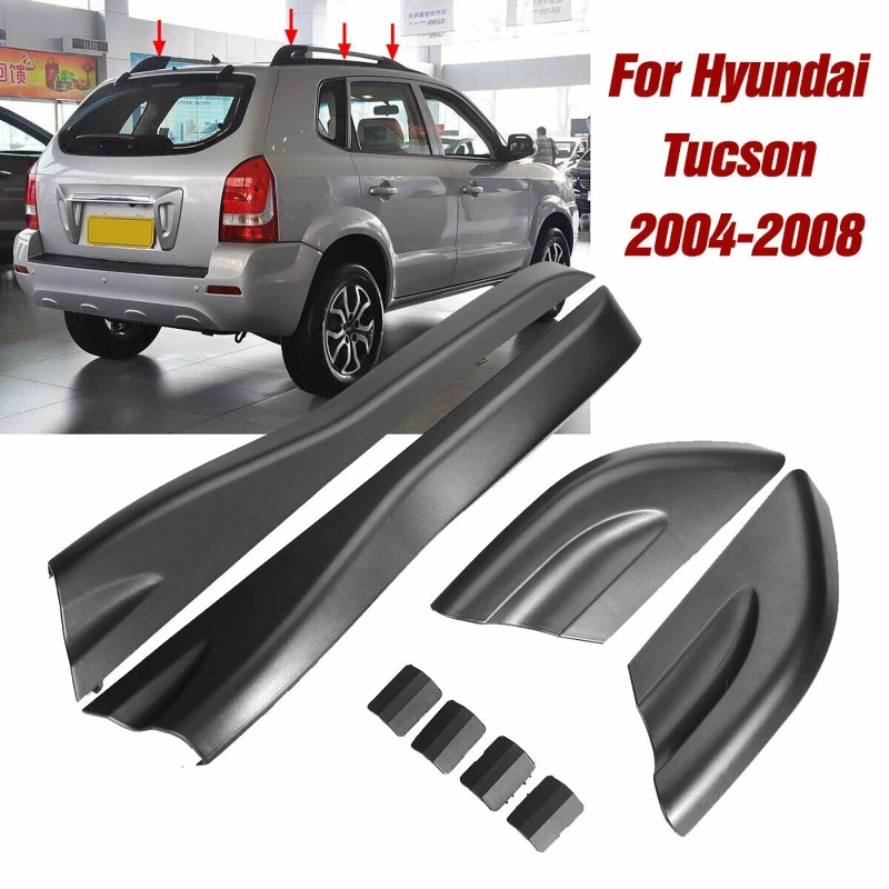 

8 шт. для Hyundai Tucson 2004-2008 направляющие на крышу автомобиля, накладки на ножки, защитная крышка, черная крышка