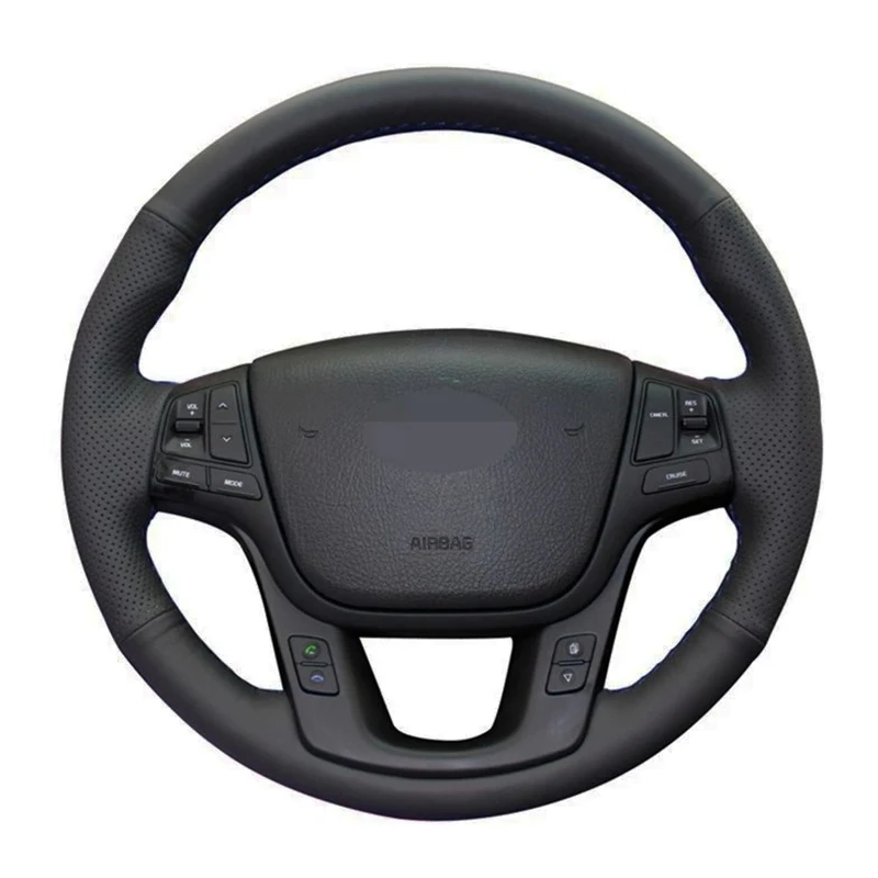 

Hand Sewing No-Slip Black Genuine Leather Braid Car Steering Wheel Cover For Kia Sorento 2009-2014 K7 Cadenza 2011-2015
