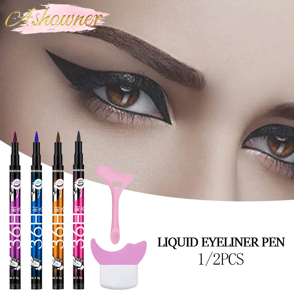 

Black Liquid Eyeliner Waterproof Eyeliner Pencil 36H Long-Lasting Eye Liner Pen with Silicone Eyeliner Stencils Makeup Tool