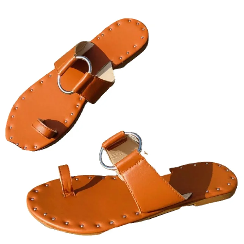 

Outside Buckle Belt Cork Slippers Women's 2022 Sandals Flip Flops Summer Cork Shoes Woman Low-heeled Slides Plus Size 35-43