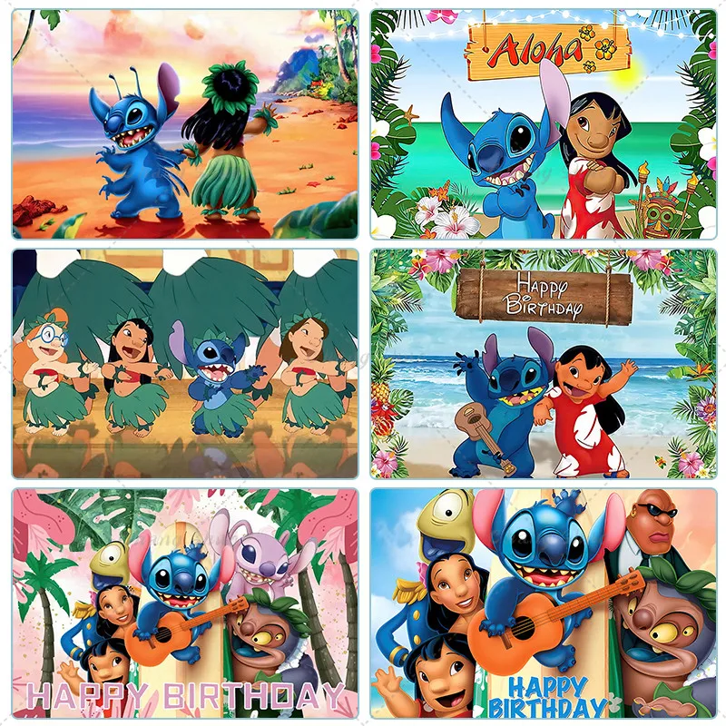 Мультфильм Лило и Ститч их фон баннер Hawai Hula летний день рождения для девочек