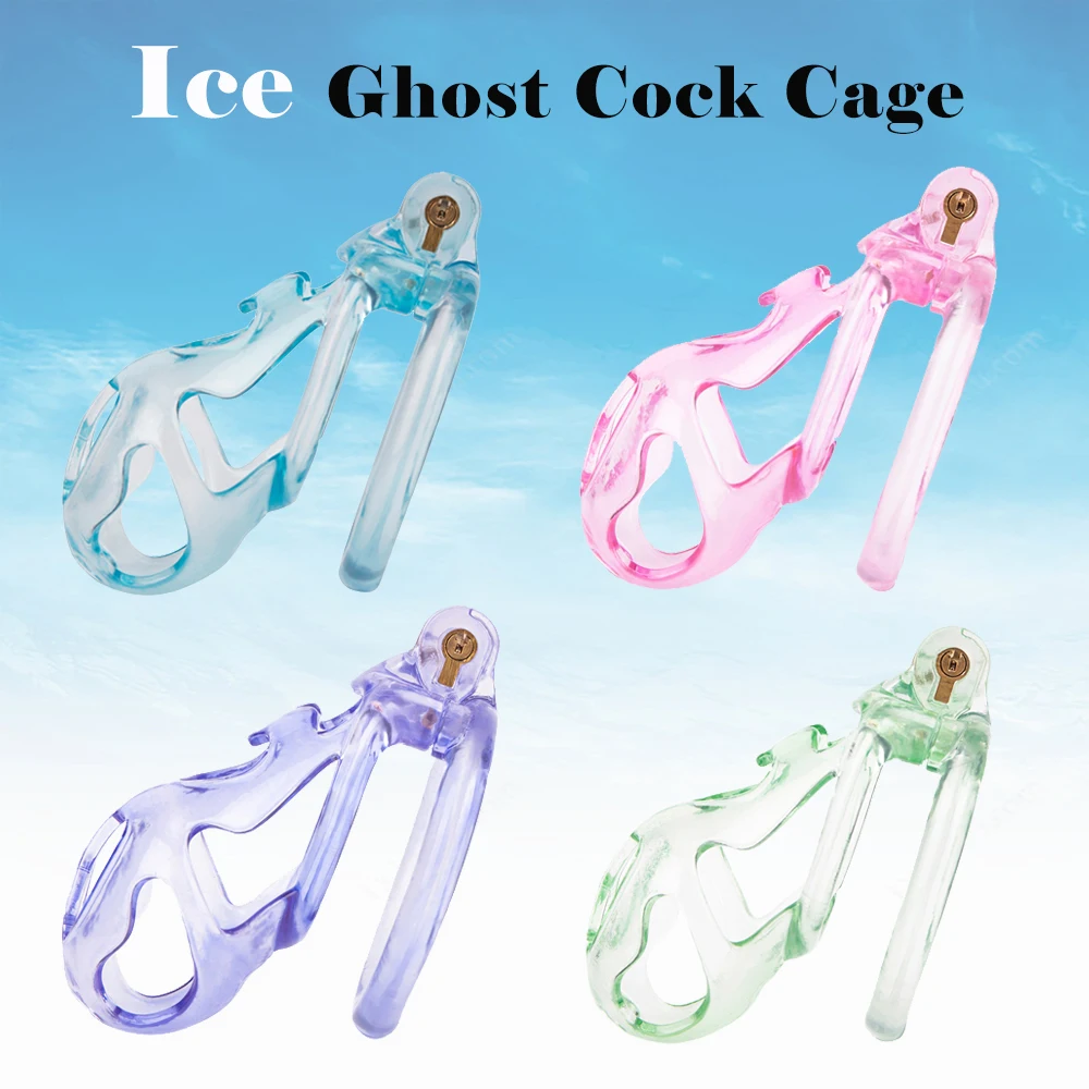 

New 4Colors Ghost Ice Vision Chastity Cage Set Male Sissy 3D Print Lightweight Cock Cage Penis Ring Kit BDSM Sex Tooys For Man