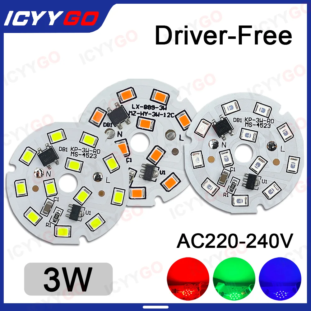 3 Вт 5 AC220V без драйверов Высокое напряжение постоянного тока Красный Светло-Синий