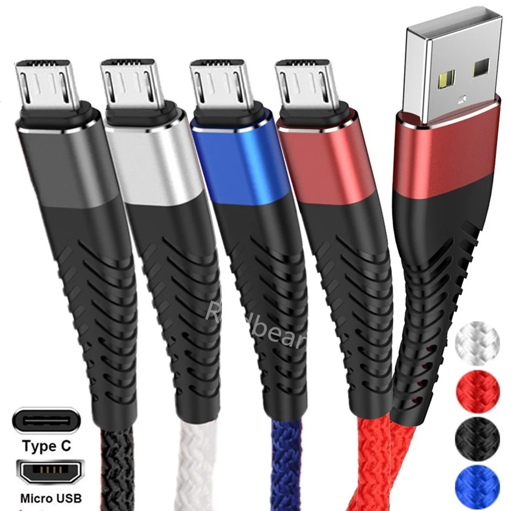 

100Pcs 1M 2M 3M 3A Fast Charging Type c Micro Fabric USb Cable For Samsung galaxy s6 s10 s20 htc xiaomi Redmi huawei usb charger