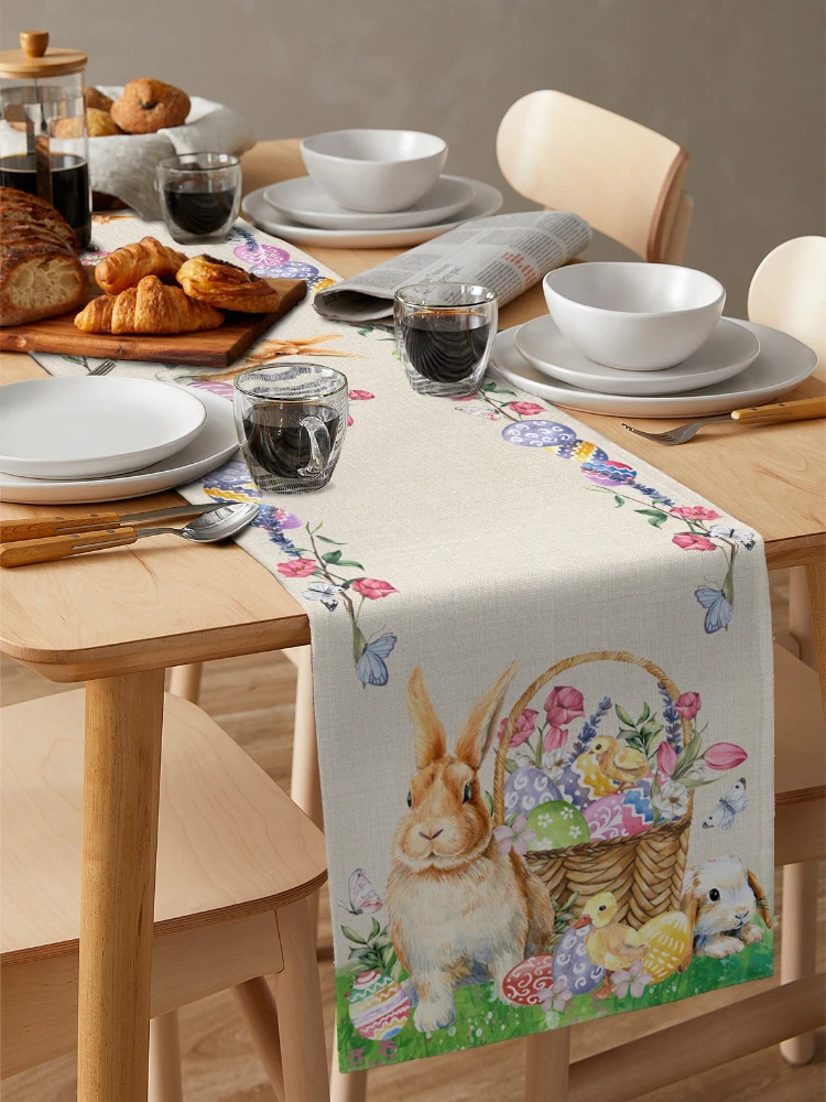 

Easter Rabbit printing Gnome Rabbit Wedding Decor Anti-stain Rectangular Tablemat Easter Placemat Table Decoration