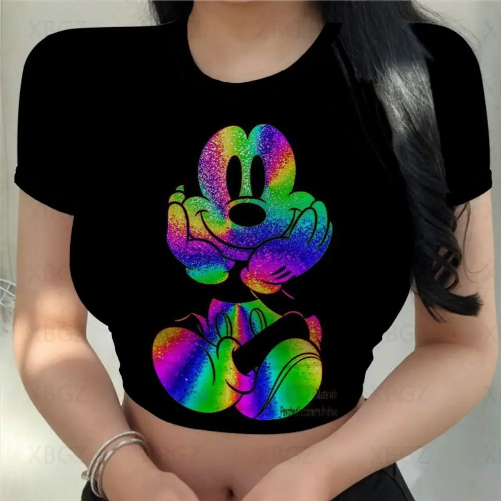

Disney women's shorts, sexy T-shirts, summer fashion tops, cartoon women's T-shirts, Minnie Mouse 3XL tight party T-shirts 2022