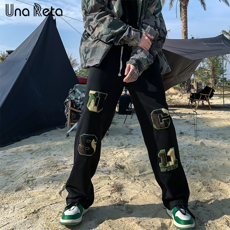 

Una Reta Casual Man Pants New Hip Hop Letter Embroidery Pants Harajuku Sweatpants Fashion Punk Rock Gothic Baggy Trousers