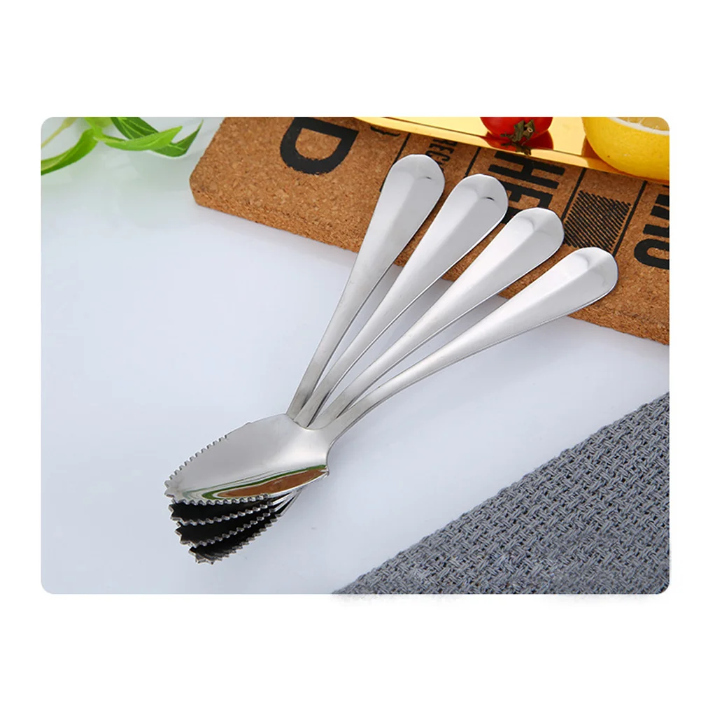 

Spoon Spoons Grapefruit Fruit Serrated Stainless Steel Stirring Dessert Salad Scoop Citrus Coffee Baller Tea Ice Dinner Cream